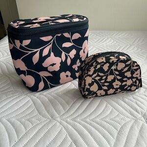 Kate Spade Black and Pink Floral Cosmetic Bags